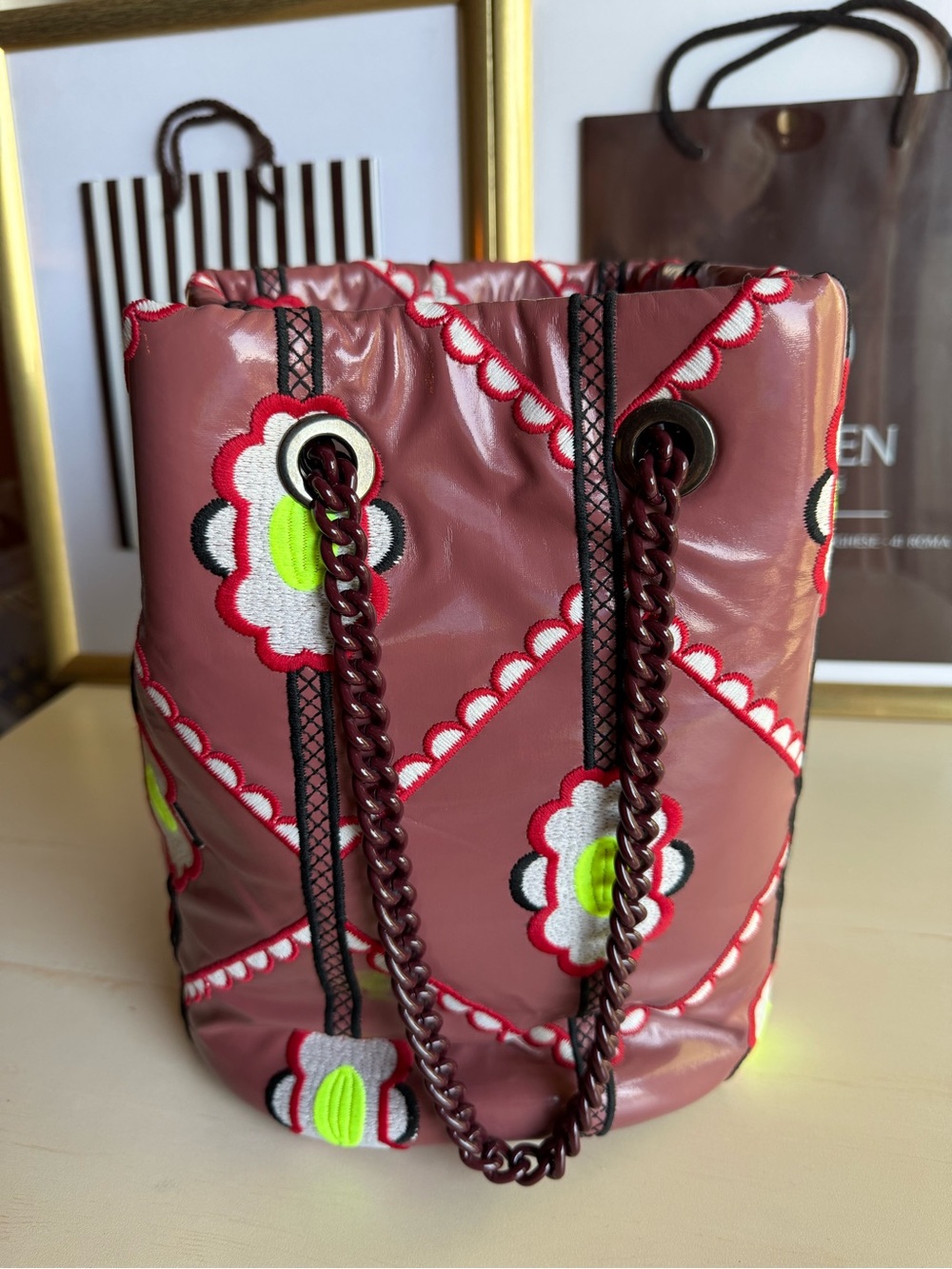 Maria La Rosa embroidered bucket bag